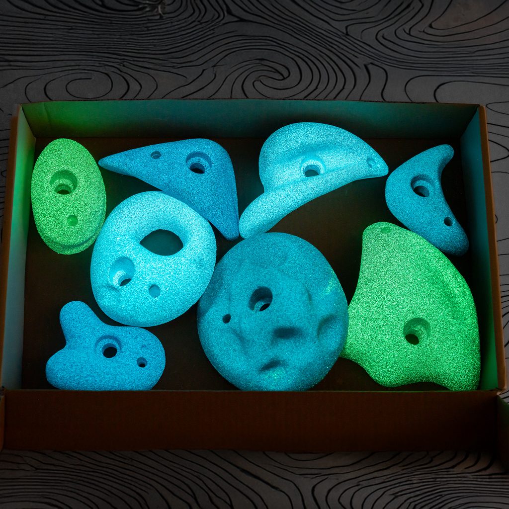 Premium Rock Climbing Holds (Aurora) - Glow-in-the-Dark Rock
