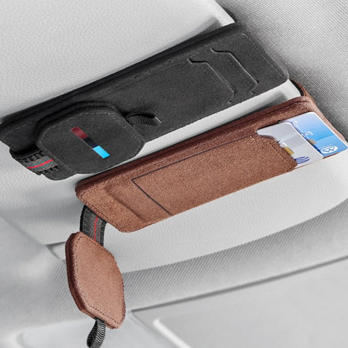 Multi-Functional Leather Glasses Holder Clip for Tesla Model Y/3/S/X